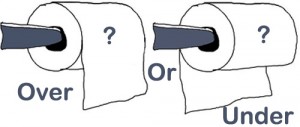 The Great Toilet Paper Debate Over or Under...which was does your toilet paper roll