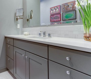 Contemporary Bathroom Design with Grey tone cabinets