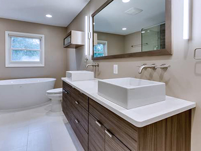 Floating Vanity Cabinet with Slab Style and Quartz Countertop 